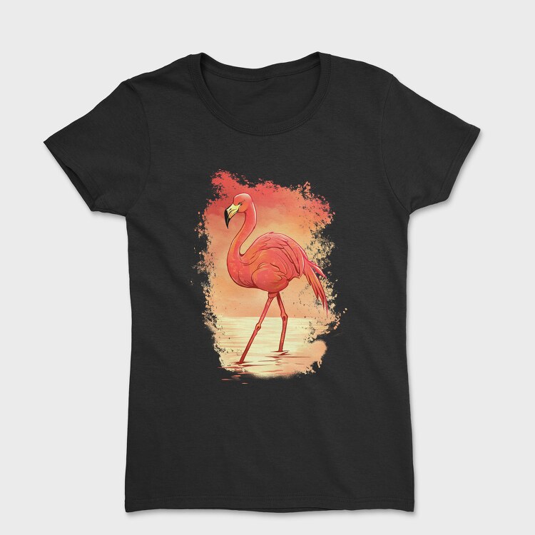 Tricou Femei, Flamingo Painting