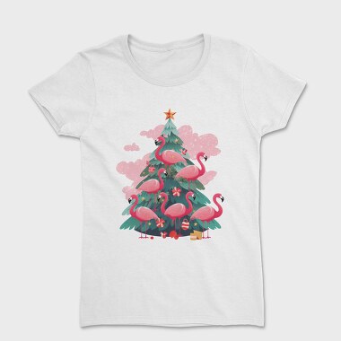 Flamingos Christmas Tree, Tricou Femei