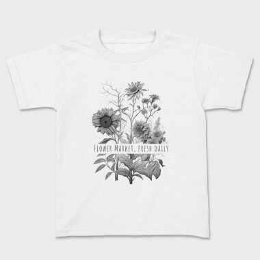 Flower Market Botanical Illustration, Tricou Copii