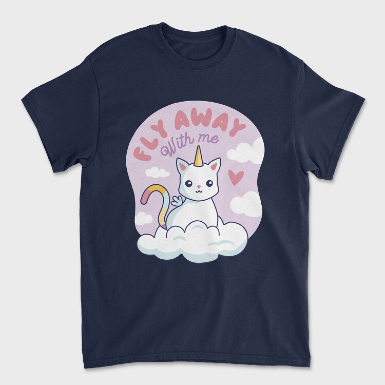 Fly Away With Me Unicorn Cat, Tricou Barbati (Unisex)