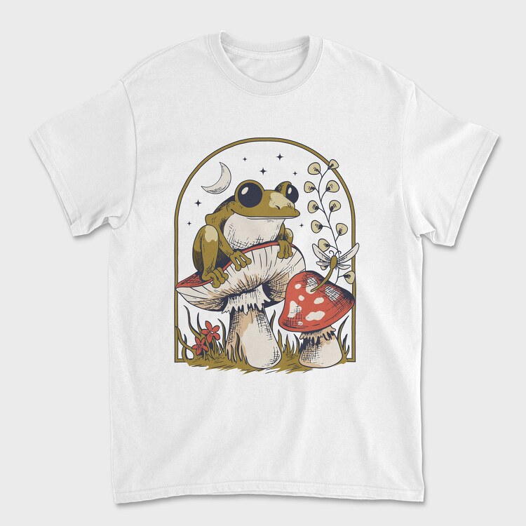 Frog and Mushrooms Vintage Draw, Tricou Barbati (Unisex)