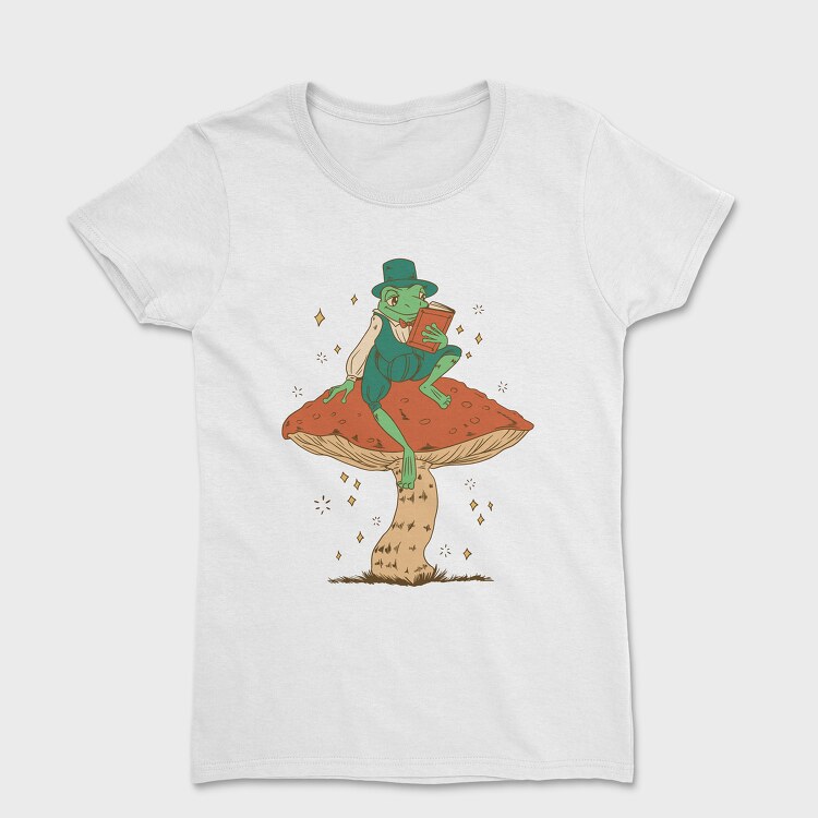 Frog Cottagecore Reading, Tricou Femei