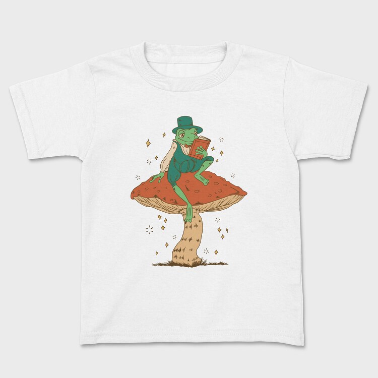 Frog Cottagecore Reading, Tricou Copii