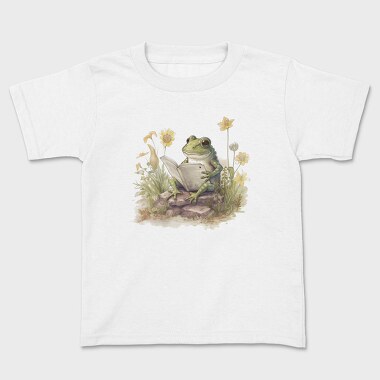 Frog Reading Watercolor, Tricou Copii