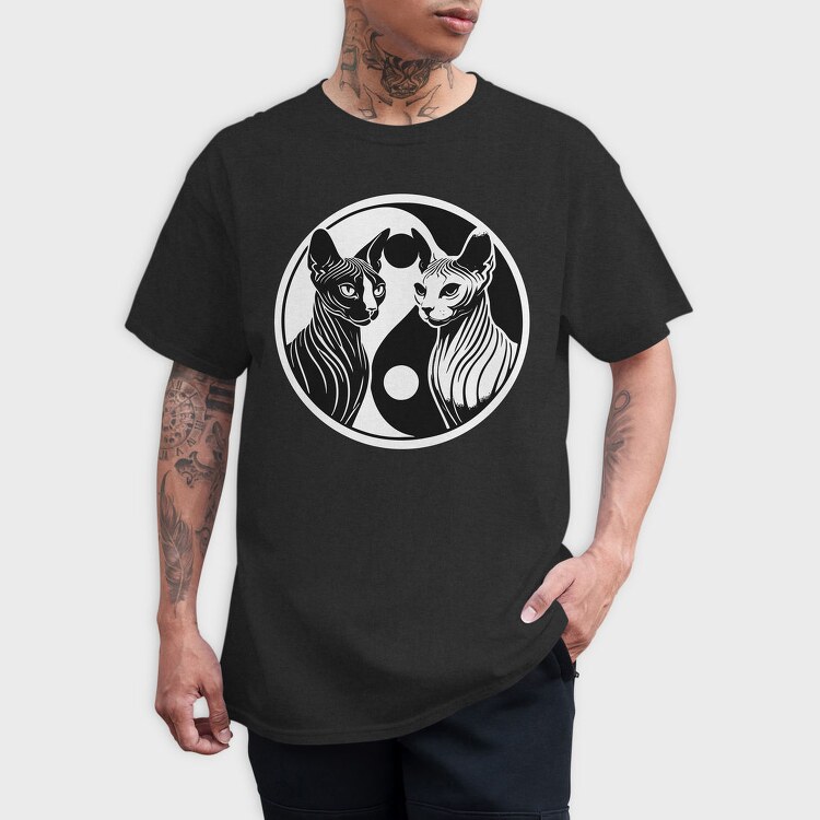 Yin Yang Cats Symbol, Tricou Barbati (Unisex)