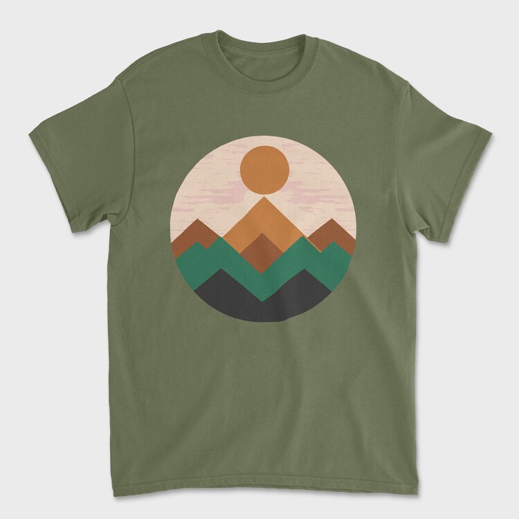 Tricou Barbati (Unisex), Geometric Retro Mountains