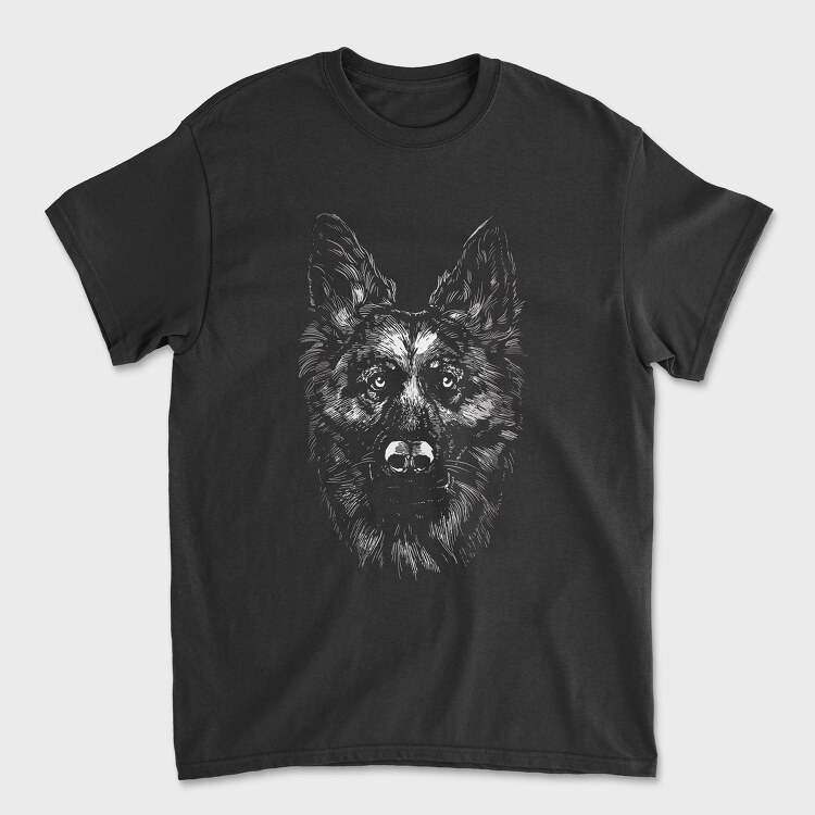 Tricou Barbati (Unisex), German Shepherd Monochrome