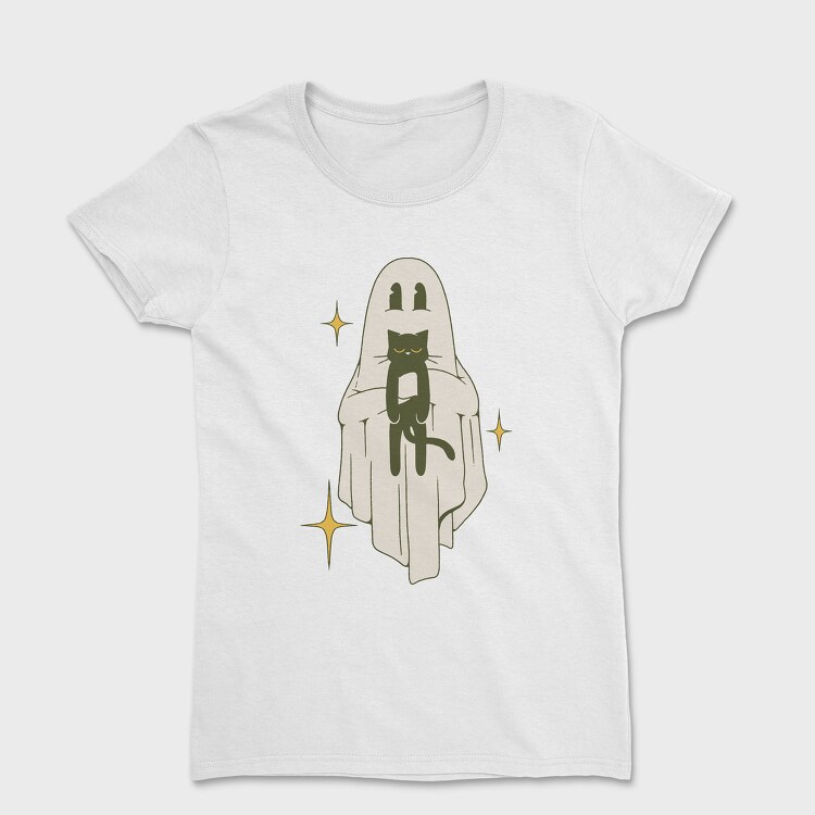 Tricou Femei, Ghost With Cat