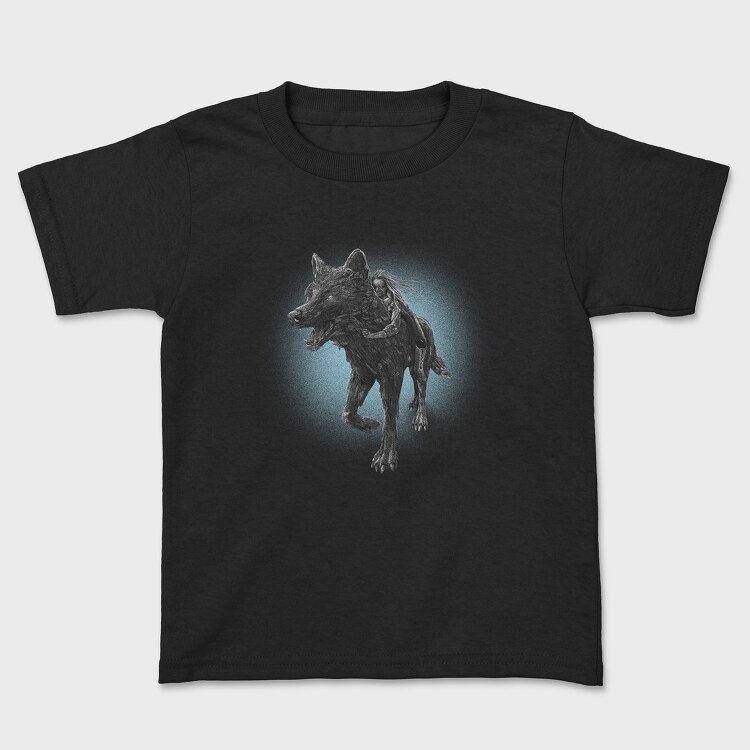 Tricou Copii, Girl Riding Wolf