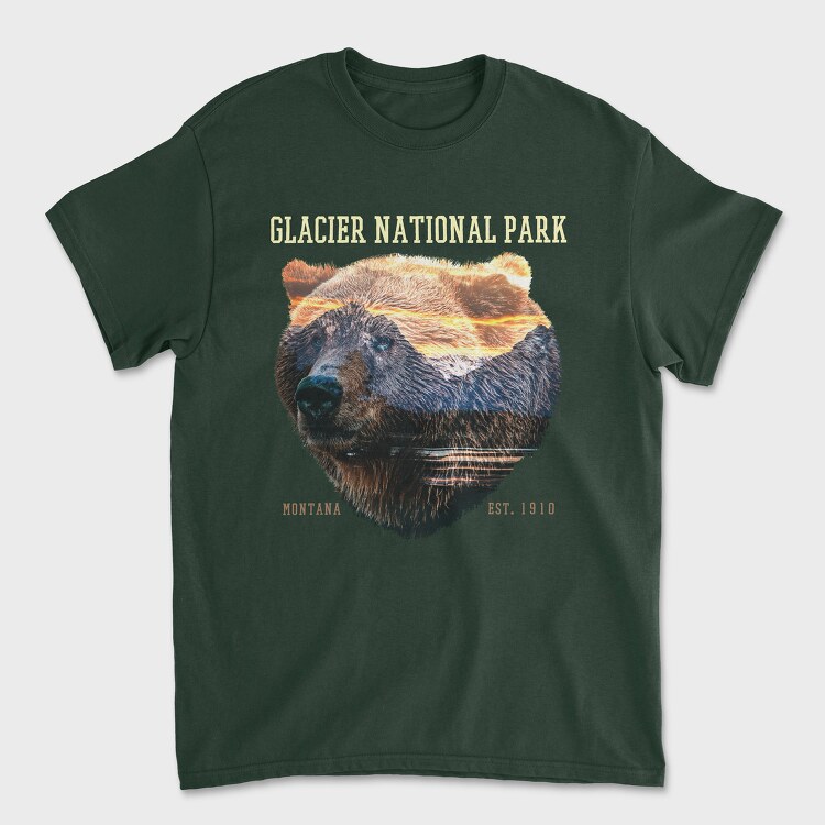 Tricou Barbati (Unisex), Glacier National Park Bear Lanscape