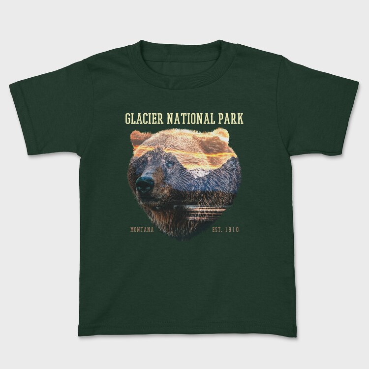 Tricou Copii, Glacier National Park Bear Lanscape