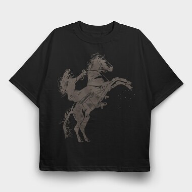 Girl Equitation Horse Two Feet, Tricou Oversize Barbati (Unisex)