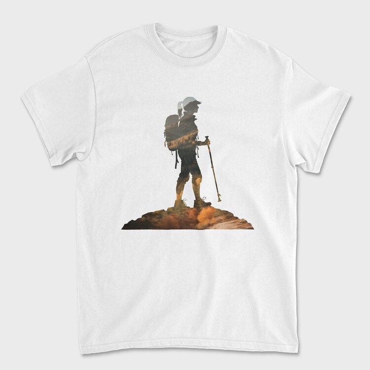 Hiking Woman Mountains Exposure, Tricou Barbati (Unisex)