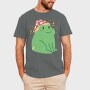 Cute Frog With Mushroom Sitting Cottage Core, Tricou Barbati (Unisex)