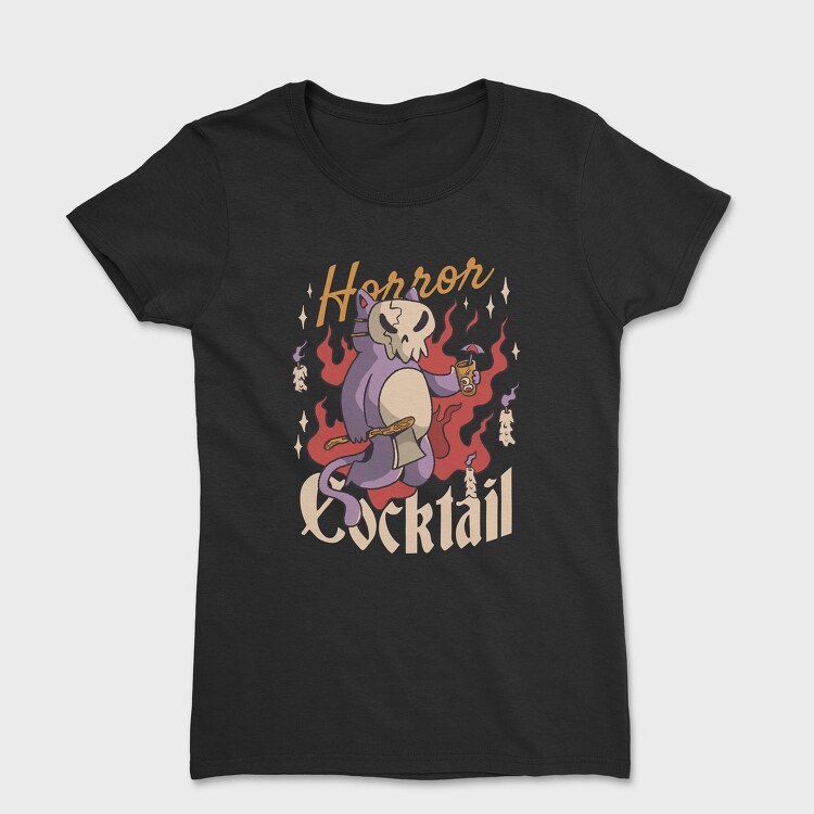 Tricou Femei, Horror Cocktail Cat