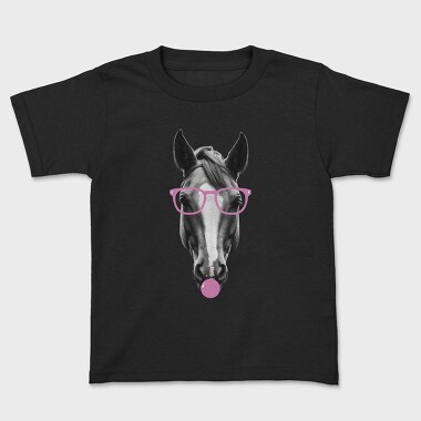 Tricou Copii, Horse Bubblegum Monochrome