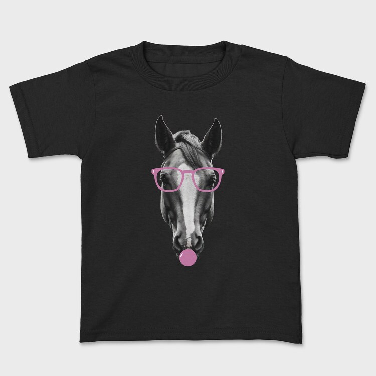 Tricou Copii, Horse Bubblegum Monochrome