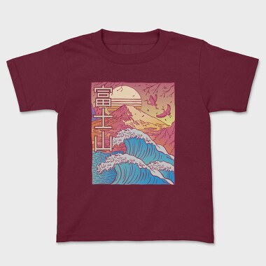 Japanese Vaporwave Big Wave, Tricou Copii