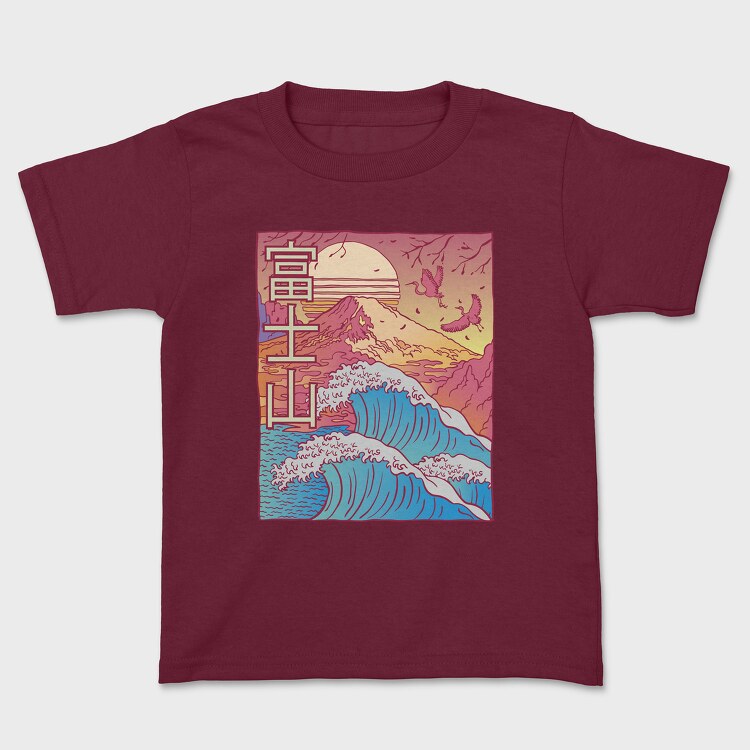 Tricou Copii, Japanese Vaporwave Big Wave