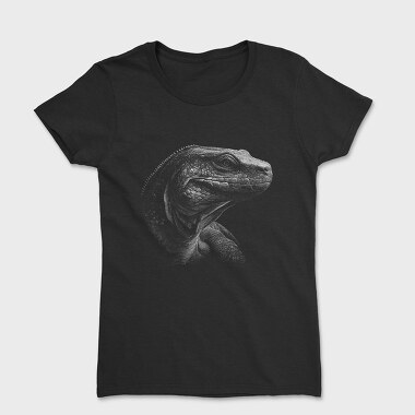 Tricou Femei, Komodo Dragon Monochrome