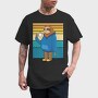 Tired Sloth Drinking Coffee Lazy Retro Sunset, Tricou Barbati (Unisex)