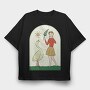 Girl With Goose, Tricou Oversize Barbati (Unisex)