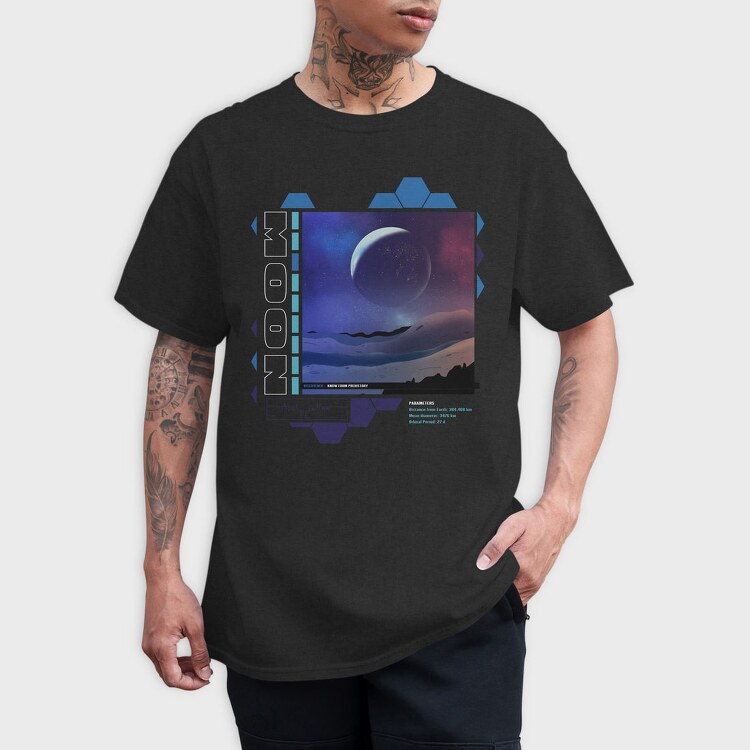 Moon Landscape Planets, Tricou Barbati (Unisex)