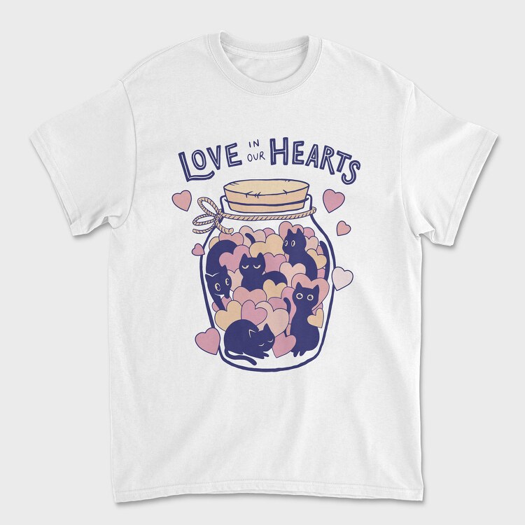 Love in Our Hearts Cats Jar, Tricou Barbati (Unisex)