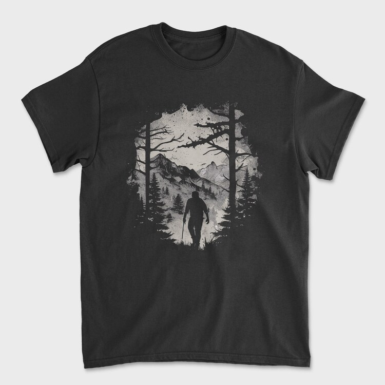 Man Hiking Forest, Tricou Barbati (Unisex)