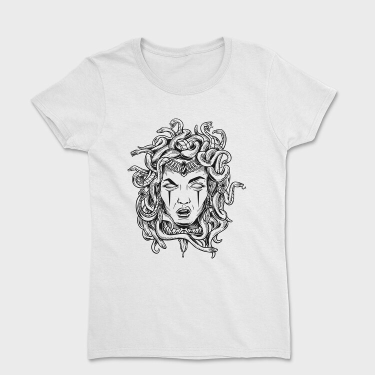 Tricou Femei, Medusa Head Monochrome