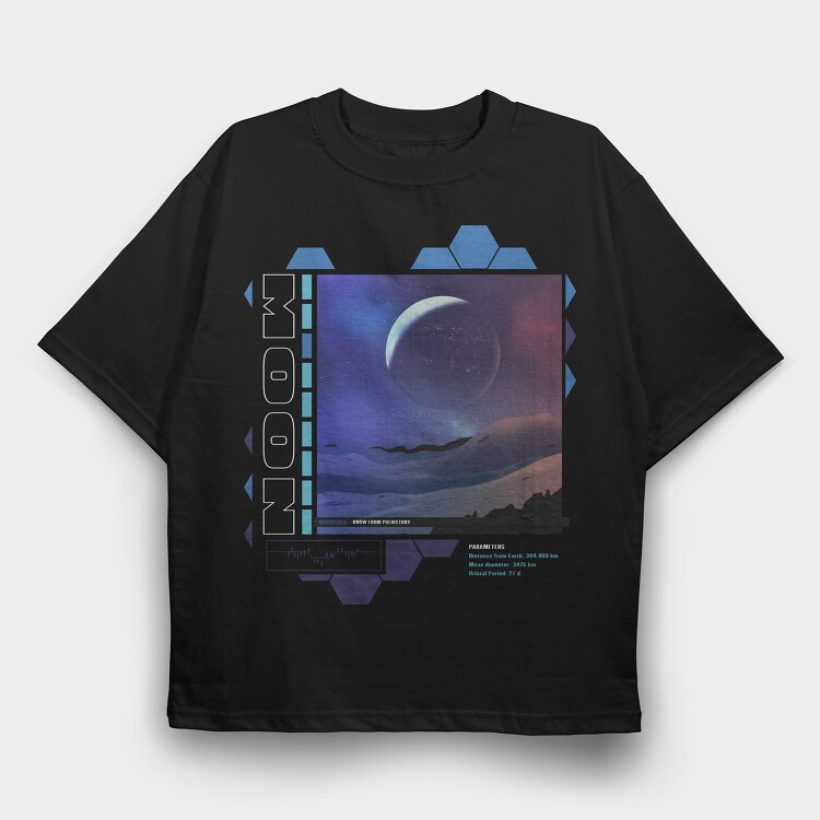 Moon Landscape Planets, Tricou Oversize Barbati (Unisex)