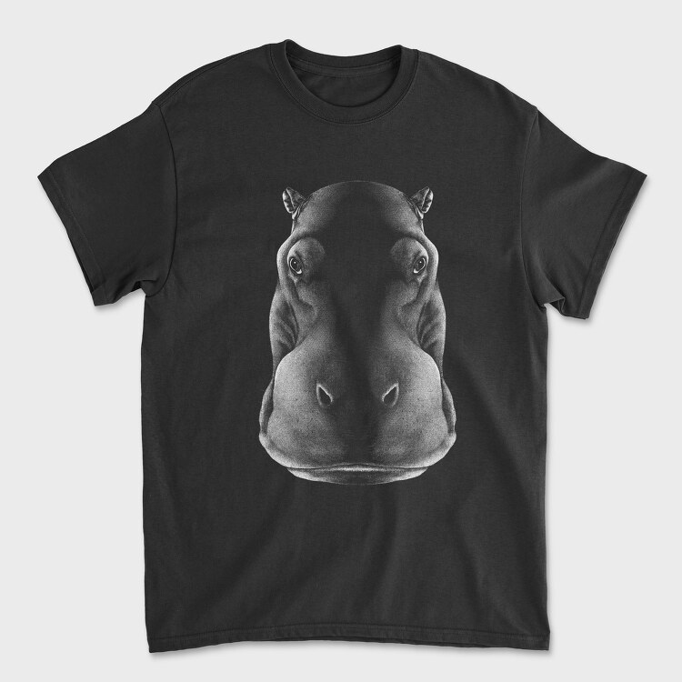 Tricou Barbati (Unisex), Monochrome Hippo Head