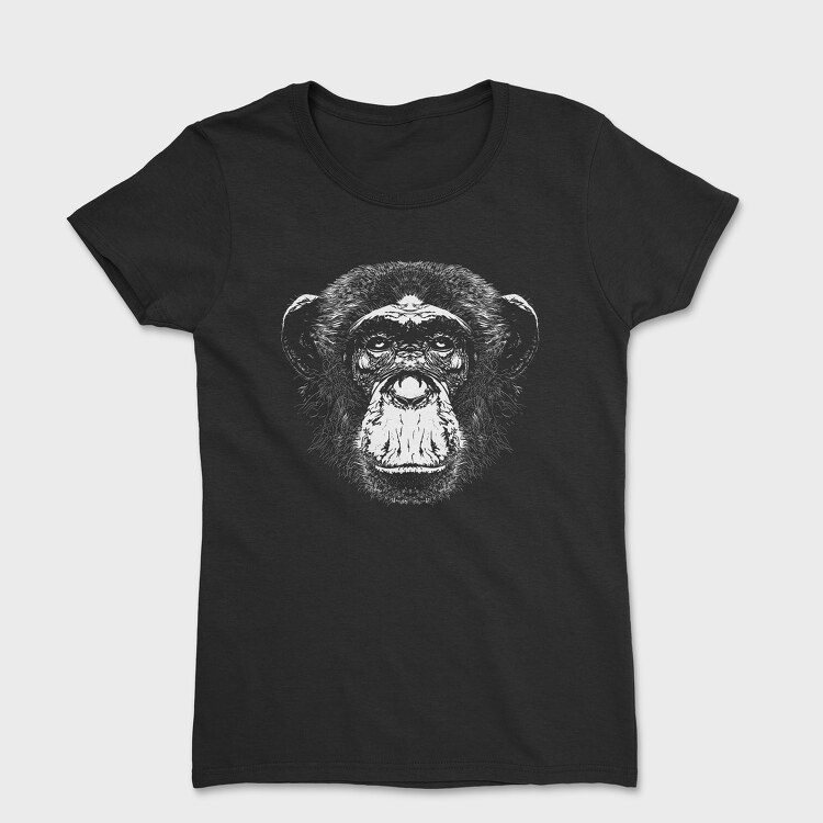 Tricou Femei, Monochrome Monkey Face