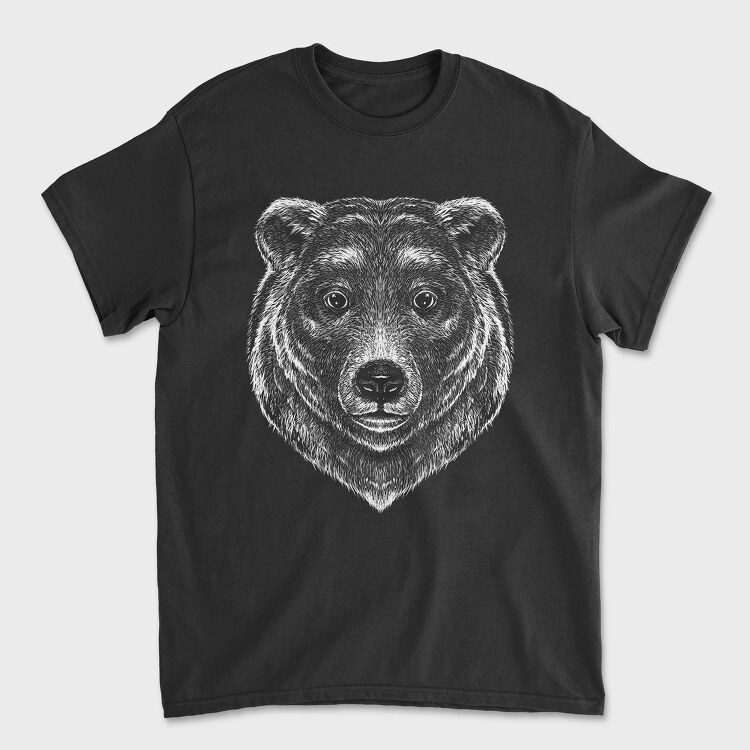 Tricou Barbati (Unisex), Monochrome Portrait Bear