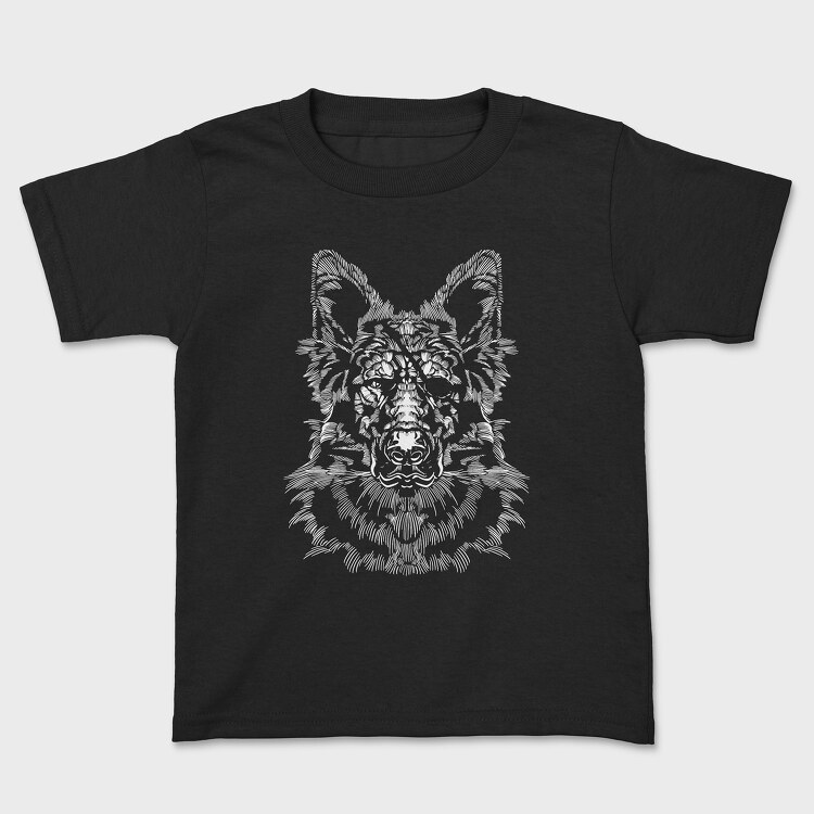 Tricou Copii, Monochrome Portrait German Shepherd