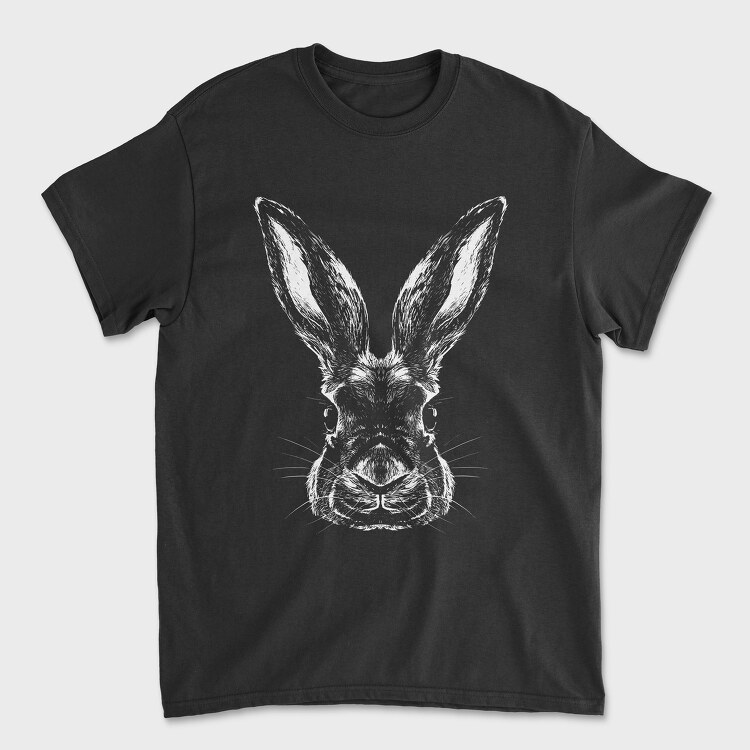 Tricou Barbati (Unisex), Monochrome Portrait Rabbit