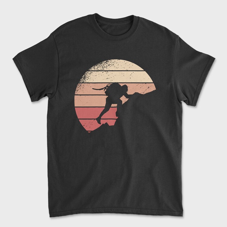 Tricou Barbati (Unisex), Mountain Climbing Retro Sunset