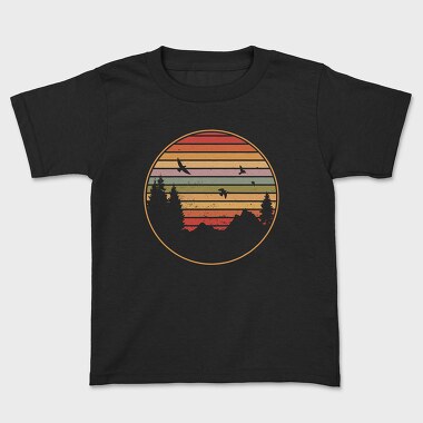 Tricou Copii, Mountains and Tree Retro Sunset