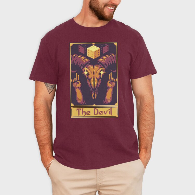 Pixelart Tarot Card the Devil, Tricou Barbati (Unisex)