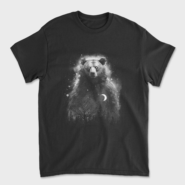 Tricou Barbati (Unisex), Mystic Bear Monochrome