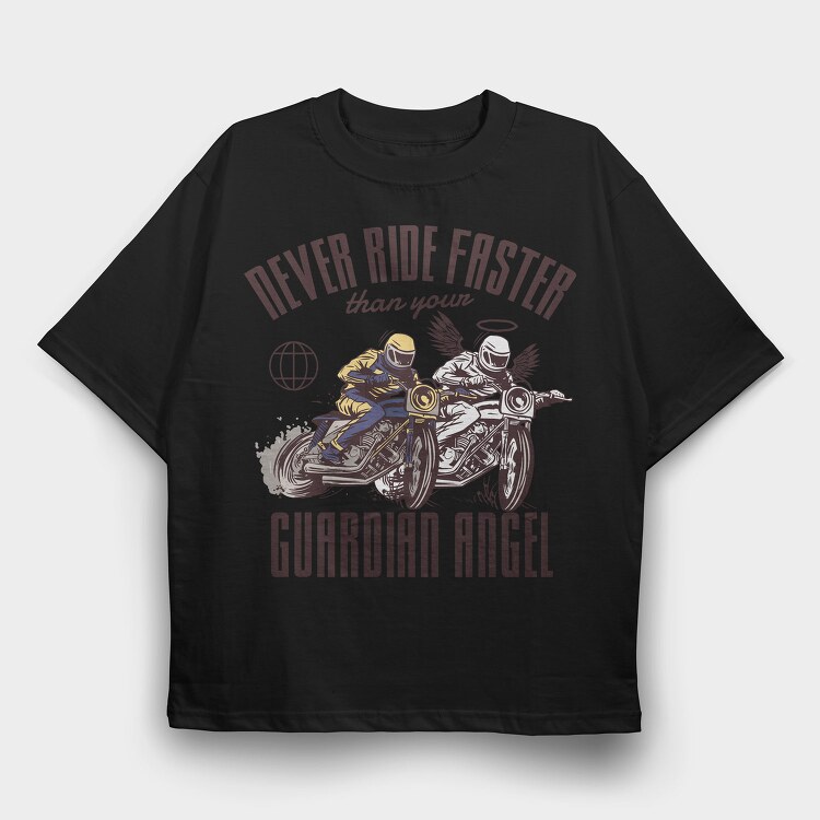 Angel Biker Ride Faster, Tricou Oversize Barbati (Unisex)