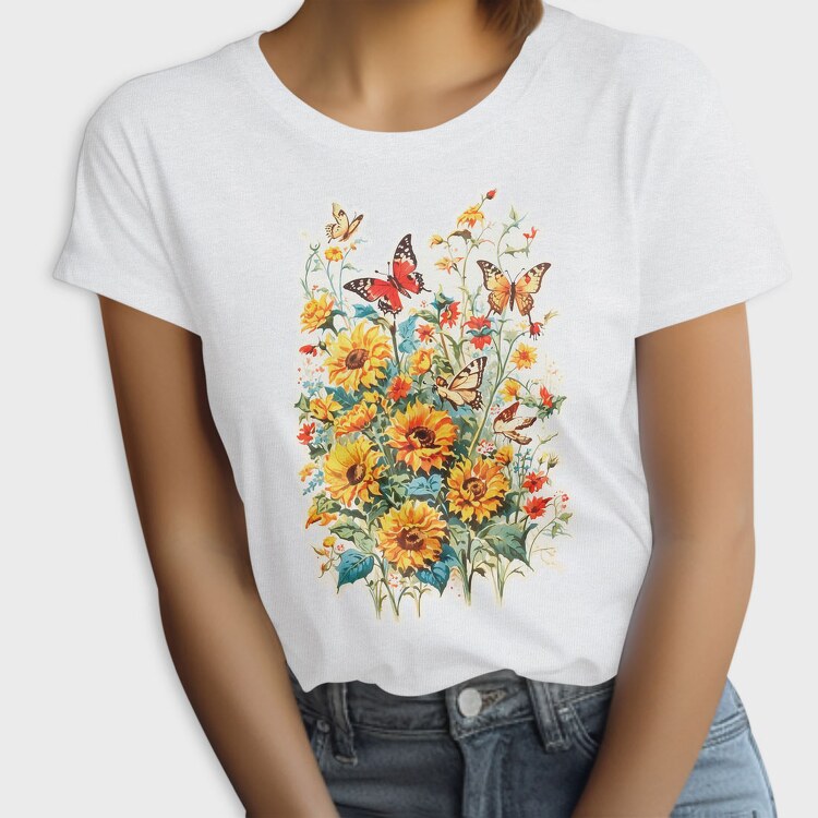 Butterfly and Flowers, Tricou Femei