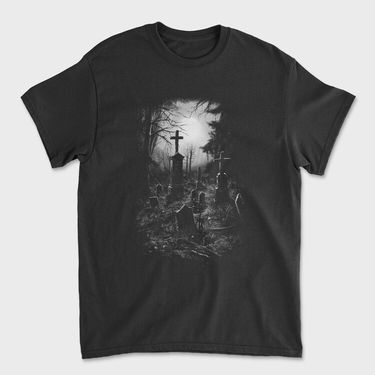 Tricou Barbati (Unisex), Old Graveyar Monochrome