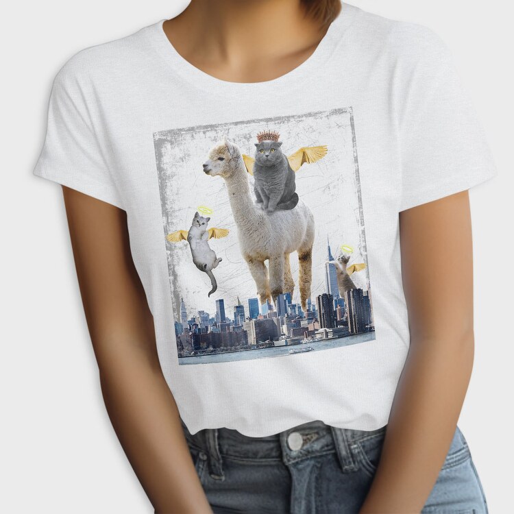 Angel Cats Surreal Collage, Tricou Femei