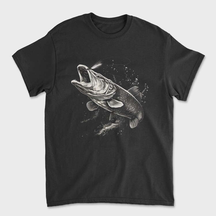 Tricou Barbati (Unisex), Pike Fish Monochrome