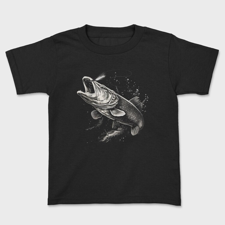 Tricou Copii, Pike Fish Monochrome