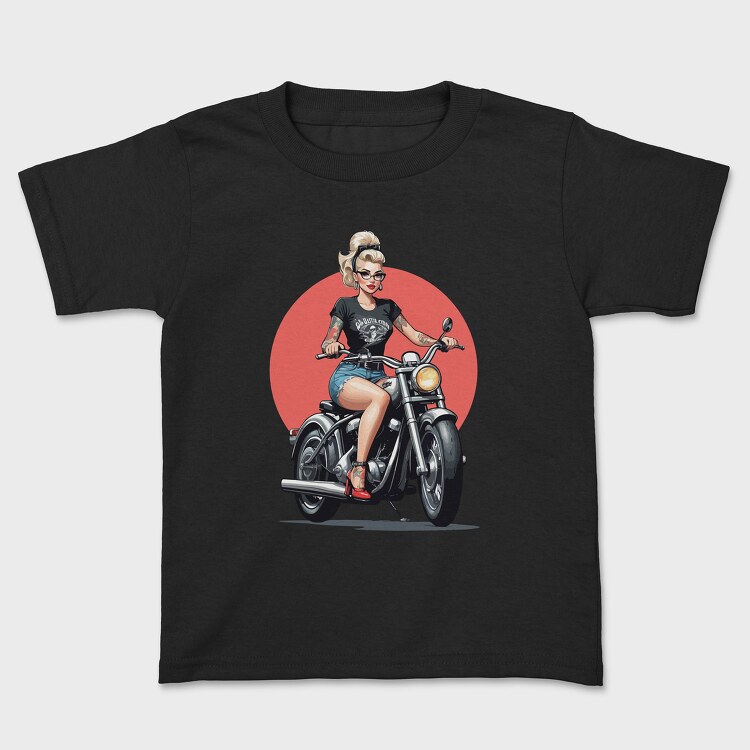 Tricou Copii, Pin Up Girl Bike