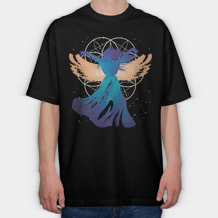 Angel Woman Fantasy Flower Of Life, Tricou Oversize Barbati (Unisex)