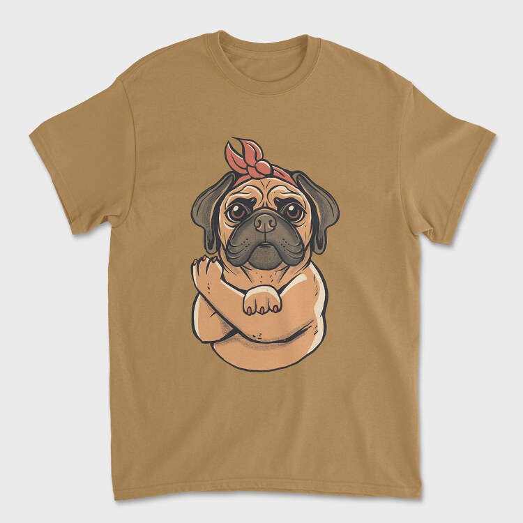 Tricou Barbati (Unisex), Pug Strong Woman