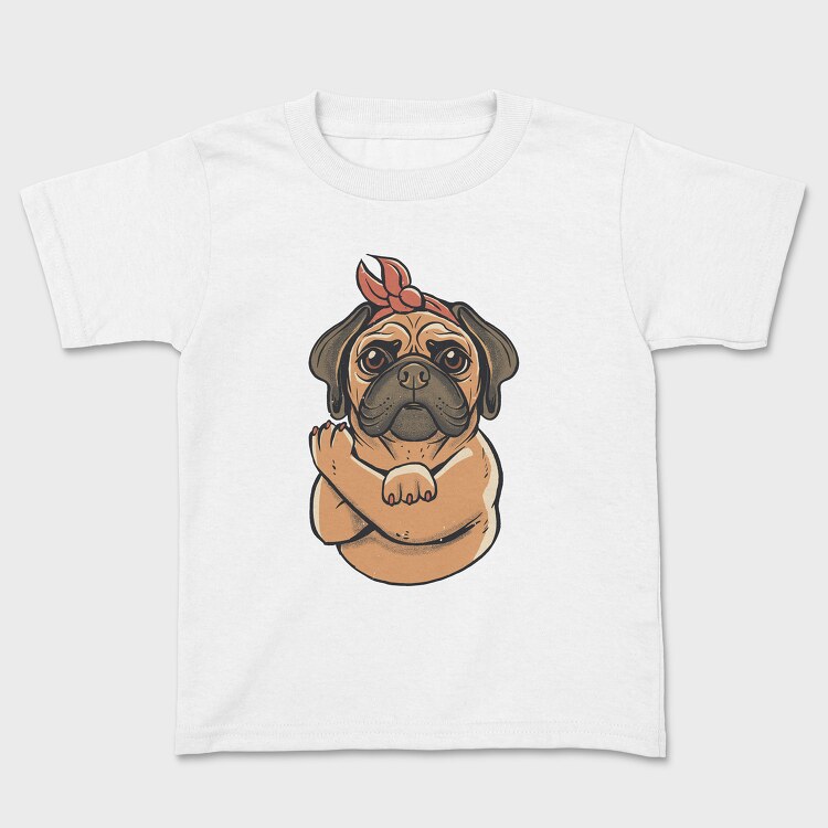 Tricou Copii, Pug Strong Woman